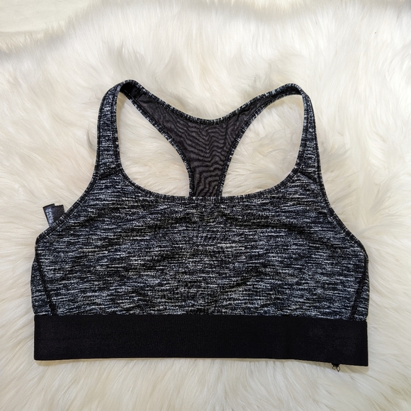 VS Victoria's Secret Racer Back Sport Gray & Black Sports Bra in Size Large - Picture 1 of 3